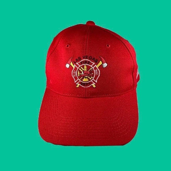 ☀️ Vintage Las Vegas Fire Department Red Dad Hat OSFA Y2K Strap Back - Picture 3 of 6